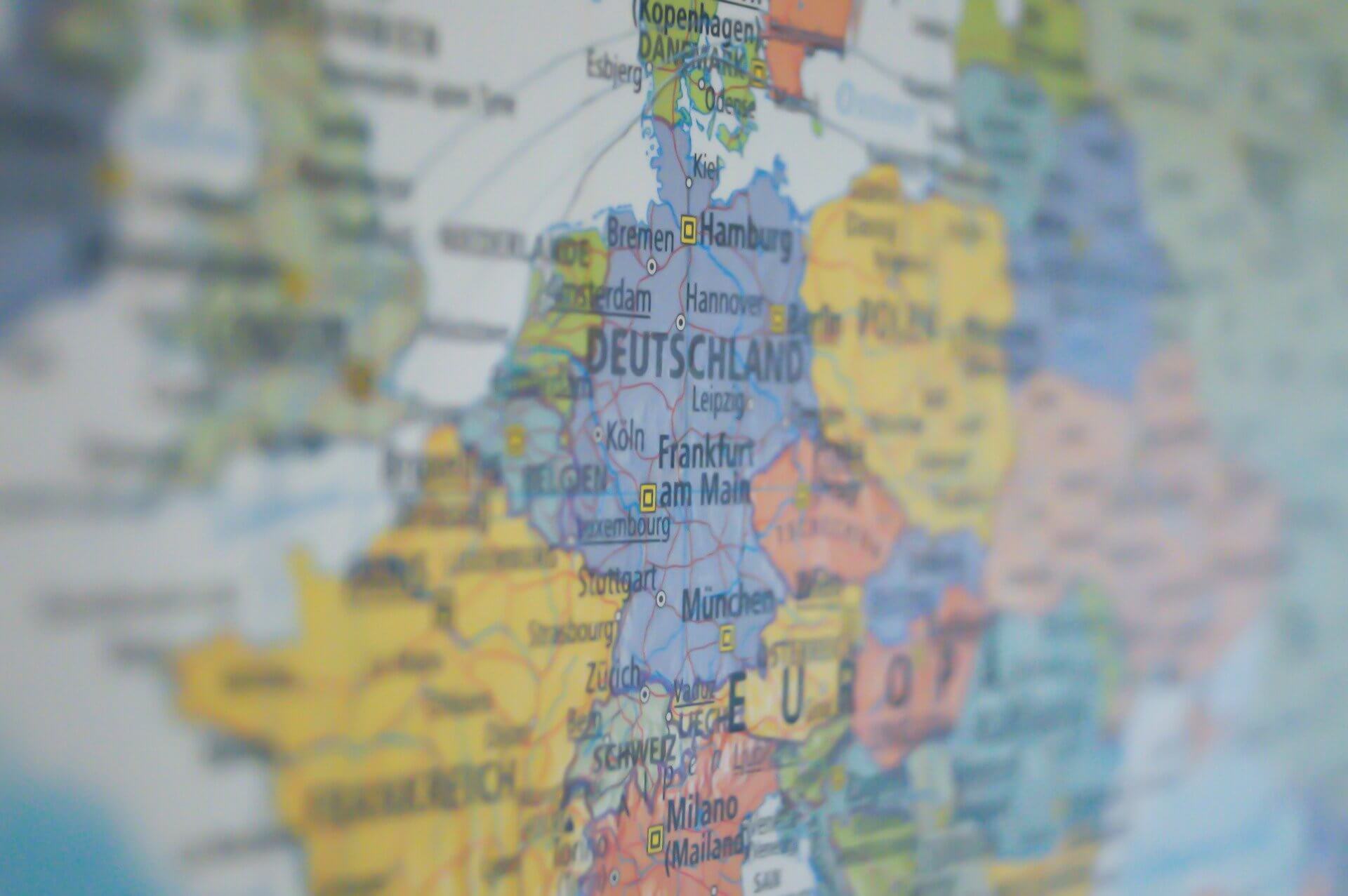 Europakarte mit Deutschland im Fokus