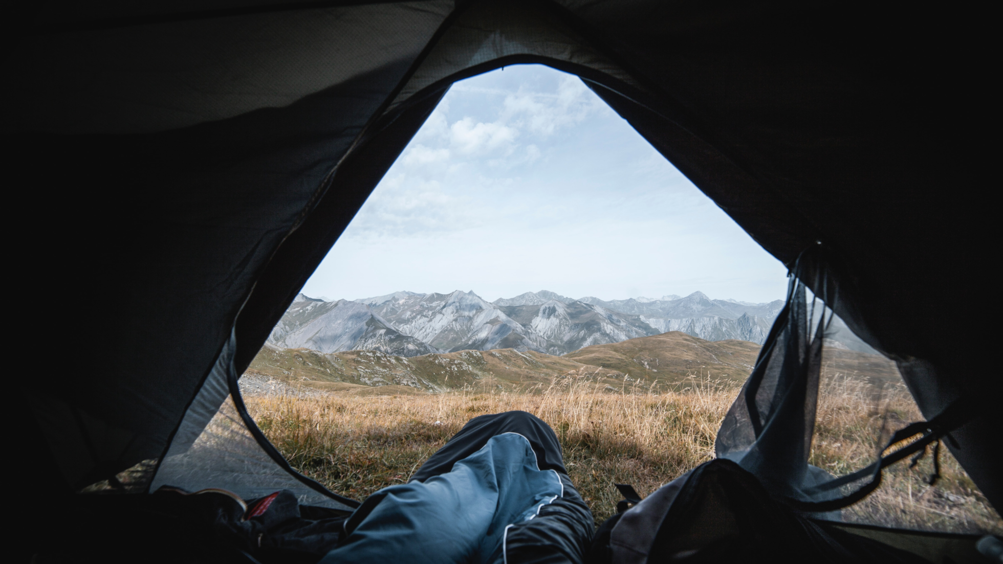 Ausblick aus Zelt auf Natur