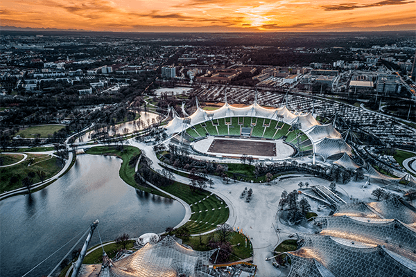 Das Olympiastadion in München von oben